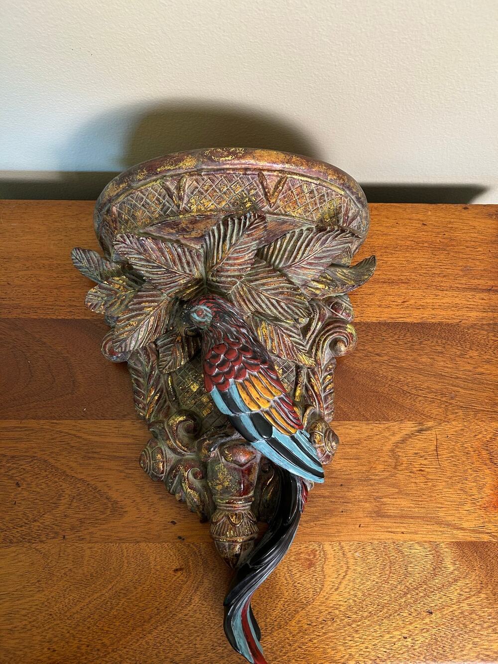 Vintage Tropical Parrot Wall Sconce | Hollywood Regency Style